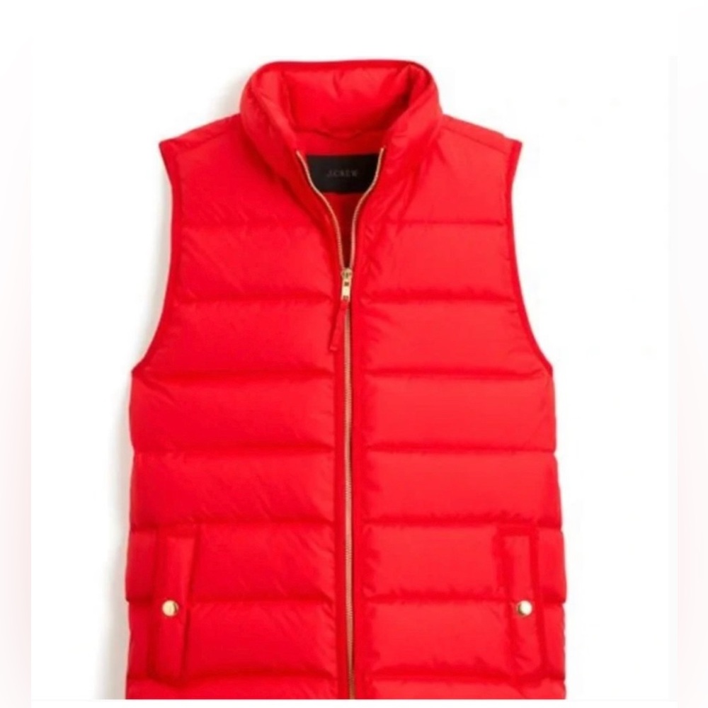 J Crew red puffer vest size Small